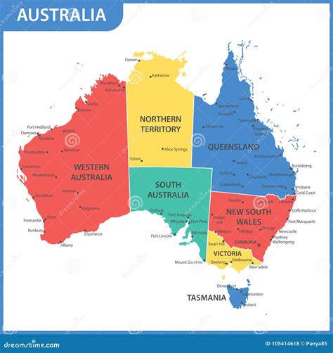 Australia Map And Cities Vector Illustration | CartoonDealer.com #15975386