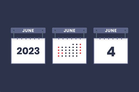 2023 calendar design June 4 icon. 4th June calendar schedule, appointment, important date ...