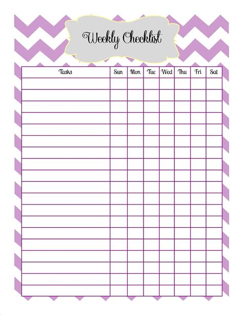 Just A Day {in the Life of Jen}: Weekly Checklist Printable