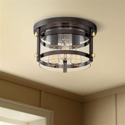 Franklin Iron Works Farmhouse Ceiling Light Flush Mount Fixture LED Edison Oil Rubbed Bronze 13 ...