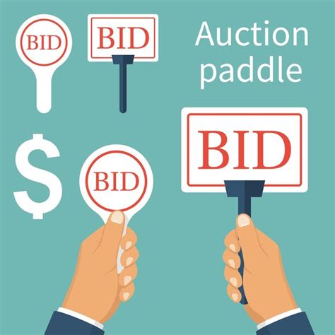 Premium Vector | Bid sign in hand of people auction meeting business ...