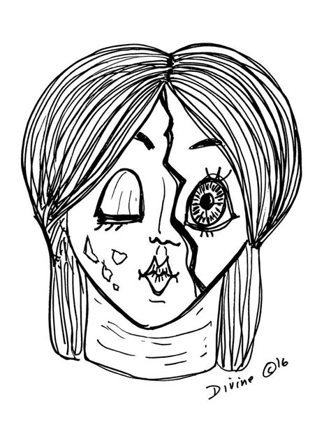 Haunted Creepy Doll Heads Scary Halloween Coloring Book Drawing 30 Drawing by Grace Divine ...