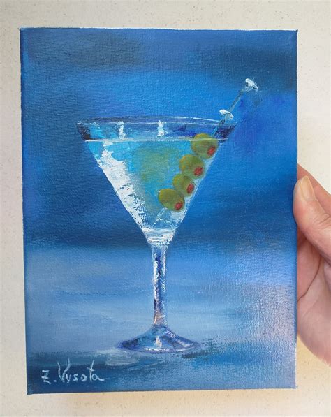 Martini Painting Cocktail Original Art Bar Oil Painting Canvas Martini ...