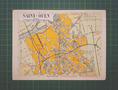 1950s Vintage Saint-Ouen-sur-Seine Map