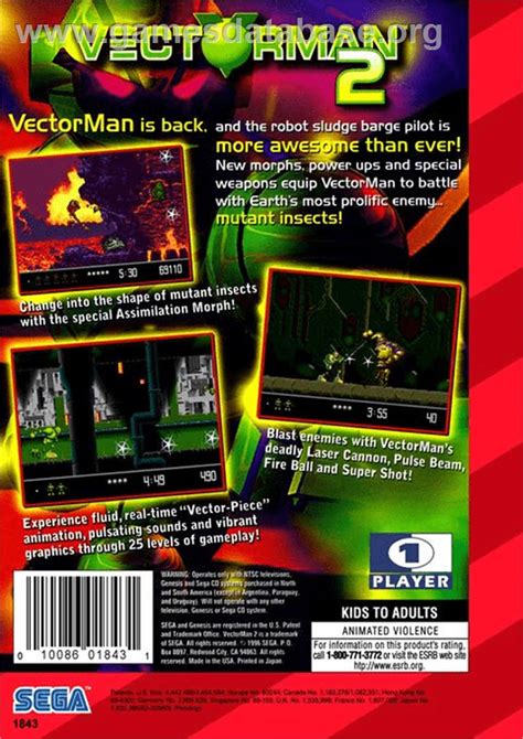 Vectorman 2 - Sega Genesis - Artwork - Box Back