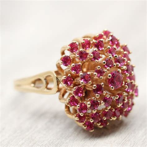 14K gold synthetic ruby Cocktail Ring – Pippin Vintage Jewelry