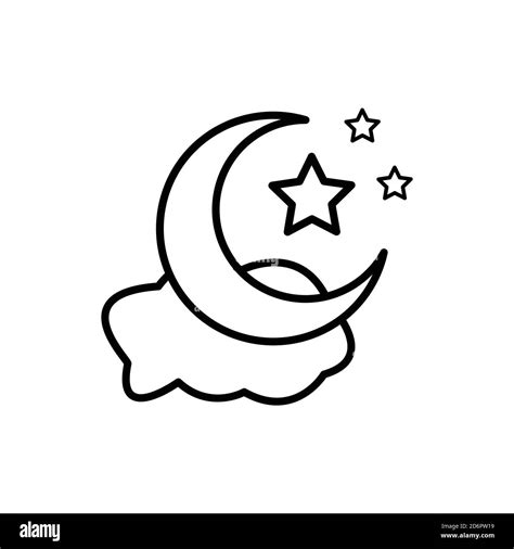 Night symbol. cloud, Crescent moon and star line icon. Design template vector Stock Vector Image ...