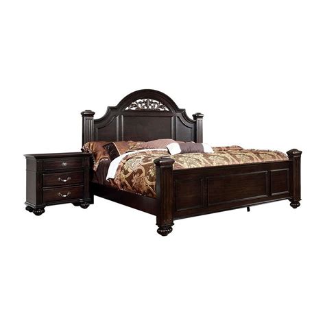 Furniture of America Damos 2 Piece Dark Walnut Solid Wood Bedroom Set ...