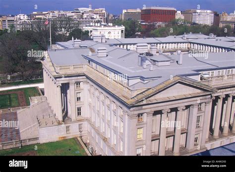 United States Department of Treasury Building with the White House in ...