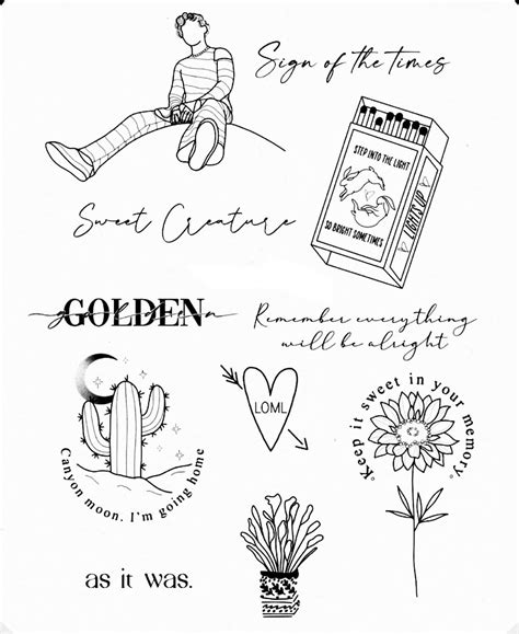 Harry Styles Pre-made Tattoo Stencils, Pre-made Tattoo Stencils, Ready ...