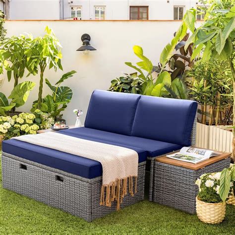 Foredawn Wicker Outdoor Day Bed with Removable Storage Cabine and ...