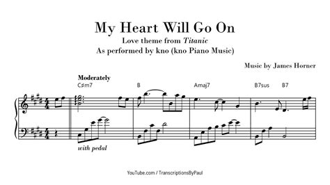 My Heart Will Go On - From Titanic - Sheet music transcription - YouTube