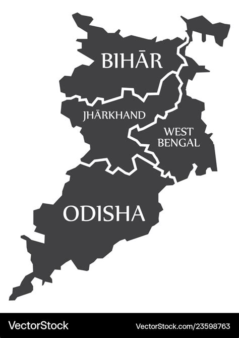 Bihar - jharkhand - west bengal - odisha map Vector Image