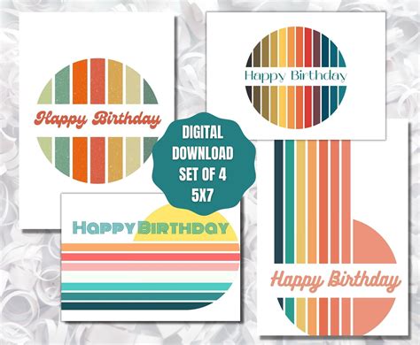 Printable Retro Birthday Cards Set of 4 Digital Download - Etsy in 2022 | Birthday cards, Happy ...