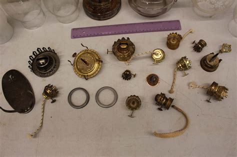 Lot of Assorted Vintage Oil Lamp Parts