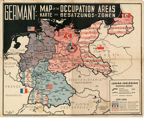 Occupation zones in Germany after the Second World War, printed on ...