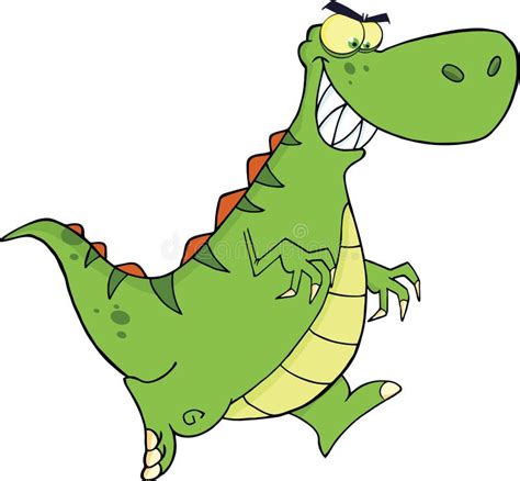 Angry Green Dinosaur Character Running Stock Illustration - Illustration: 34456677