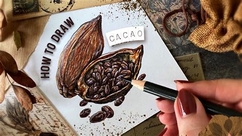 How to draw Cacao beans ~ Step by step marker drawing tutorial~ Learn botanical illustration ...