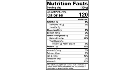 Shelled Steamed Edamame 100 grams Nutrition Label - Truthful Food
