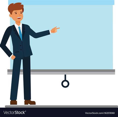 Businessman showing presentation board cartoon Vector Image