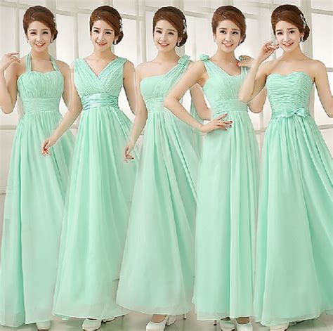 Mint Bridesmaid Dresses Long Formal Dresses Chiffon Light Green Prom ...