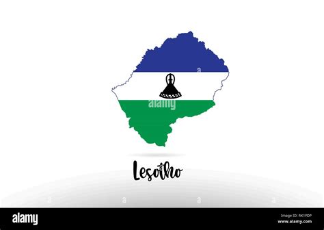 Lesotho country flag inside country border map design suitable for a logo icon design Stock ...