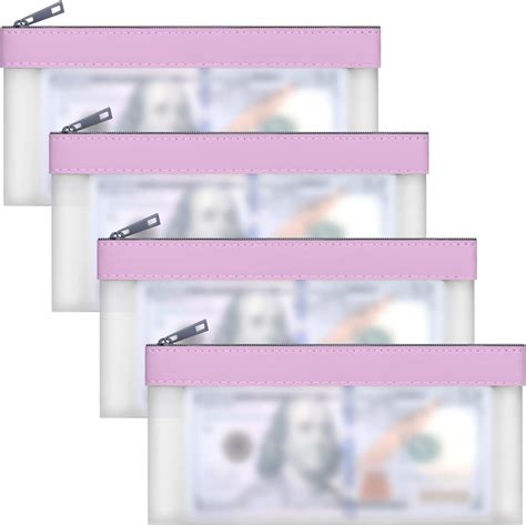 Amazon.com: 4 Pieces Money Bags With Zipper, Cash Envelopes,7.6 x 3.7 inch Money Pouch, Clear ...