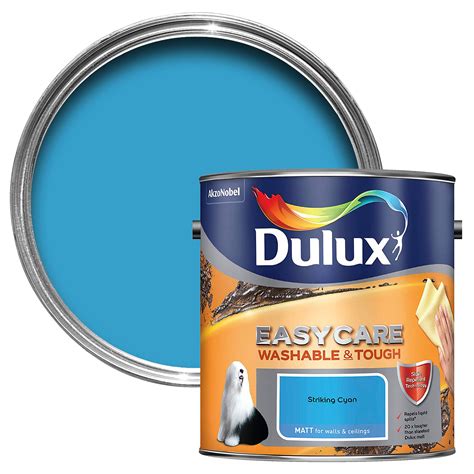 Dulux Easycare Striking Cyan Matt Emulsion Paint 2.5L | Departments | DIY at B&Q