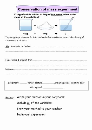 50 Conservation Of Mass Worksheet