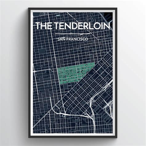 The Tenderloin San Francisco City Map Art Prints - High Quality Custom ...