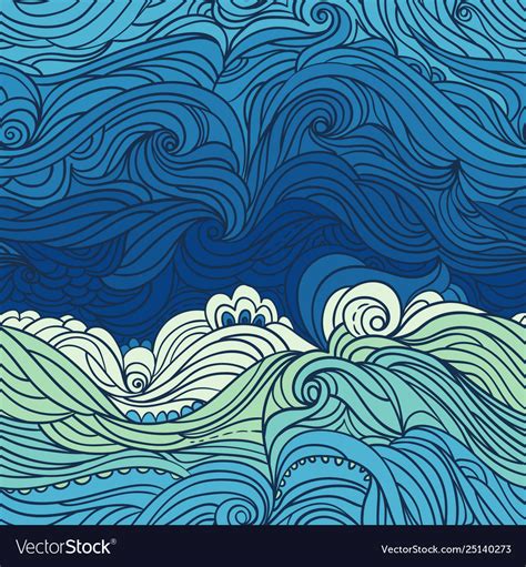 Ocean waves pattern 2 Royalty Free Vector Image