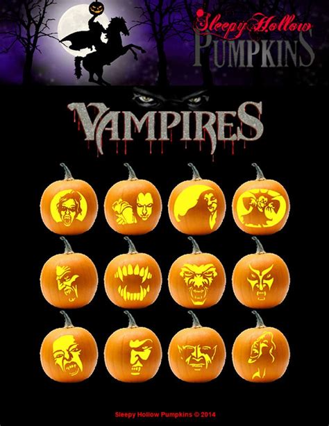 Vampire Pumpkin Carving Patterns Printable PDF - Etsy