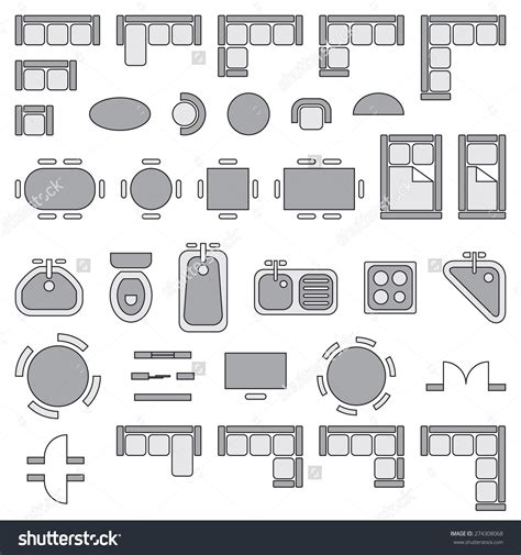 Image result for Symbols for household furniture | Floor plan symbols, Architecture symbols ...