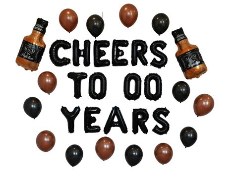 Cheers to Custom Age Years Balloons With Whiskey Balloons Please Enter Age at Checkout Cheers to ...