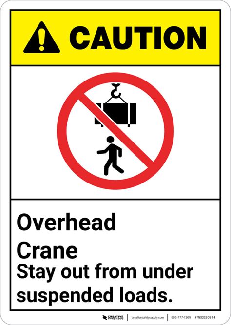 Caution: Overhead Crane Stay Out From Under Suspended Loads ANSI - Wall Sign