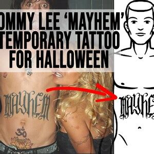 Tommy Lee 'mayhem' Temporary Tattoo for Halloween Fake Tattoo Custom ...