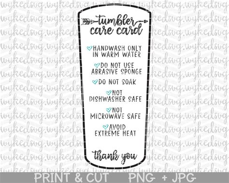 Tumbler Care Card Png Print and Cut Care Card Tribal Arrow - Etsy