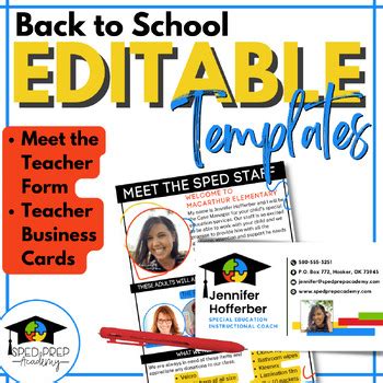 Teacher Business Cards and Meet the Teacher Templates [Back to School]