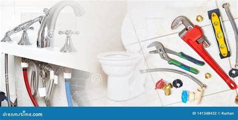 Plumbing tools background. stock photo. Image of reparation - 141348432