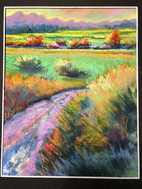 Autumn fields original pastel painting | Etsy