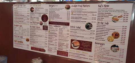 Menu at Pete’s Legacy Diner restaurant, Vestal