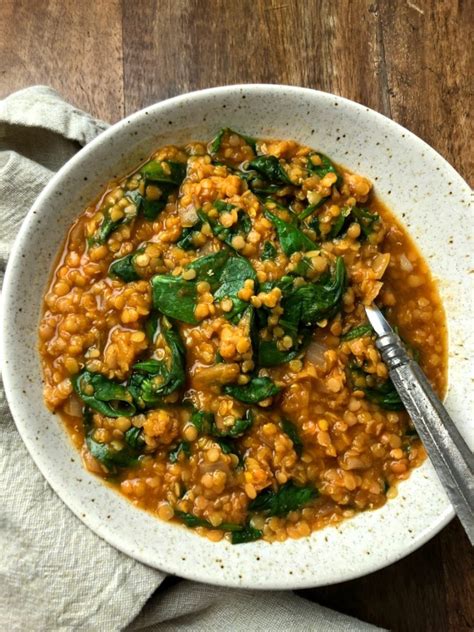 Vegan Red Lentil Spinach Soup