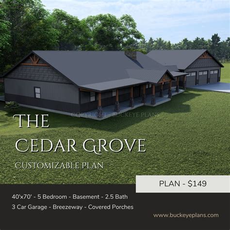 The Cedar Grove 5 Bedroom Barndominium With Basement FULL Plans Floor Plans Barndominium - Etsy