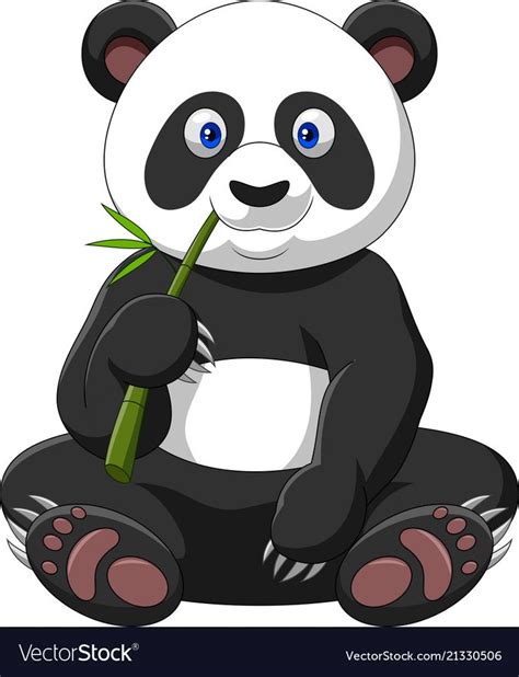 Cartoon panda eating bamboo. Download a Free Preview or High Quality Adobe Illustrator Ai, EPS ...