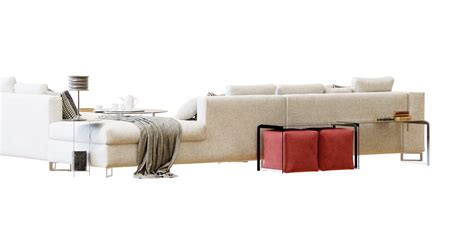 Sofa - luxury fabric corner sofa - minimalist modern sofa scene with coffee table books coffee ...
