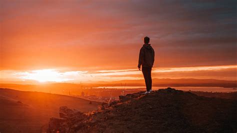 Wallpaper Meditation, Alone, Man, Sunset