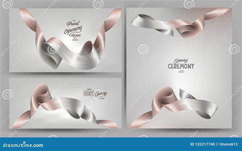 Elegant Grand Opening Invitation Banners with Two Colored Ribbons. Stock Vector - Illustration ...