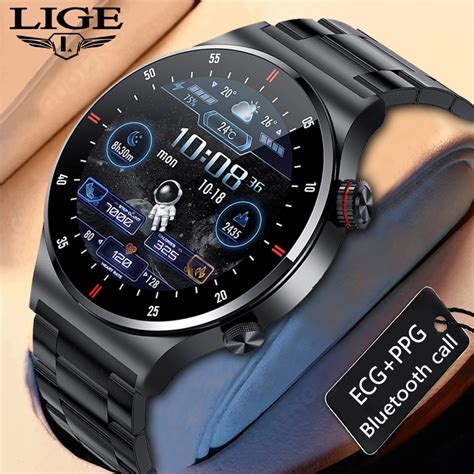 【Ready Stock】LIGE 2022 IP67 Waterproof Smart Watch Men IPS Full Touch Screen Customized Dial ...