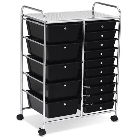 Costway 15 Drawer Rolling Organizer Cart Utility Storage Tools ...