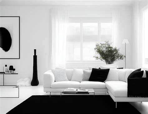 Premium AI Image | Black sofa in white living room with free room space